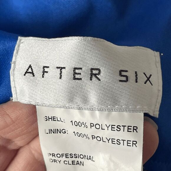 After Six Womens Halter Neck Cut-Out Tie-Waist Maxi Bridesmaid Dress Blue Size 8 - Picture 2 of 7